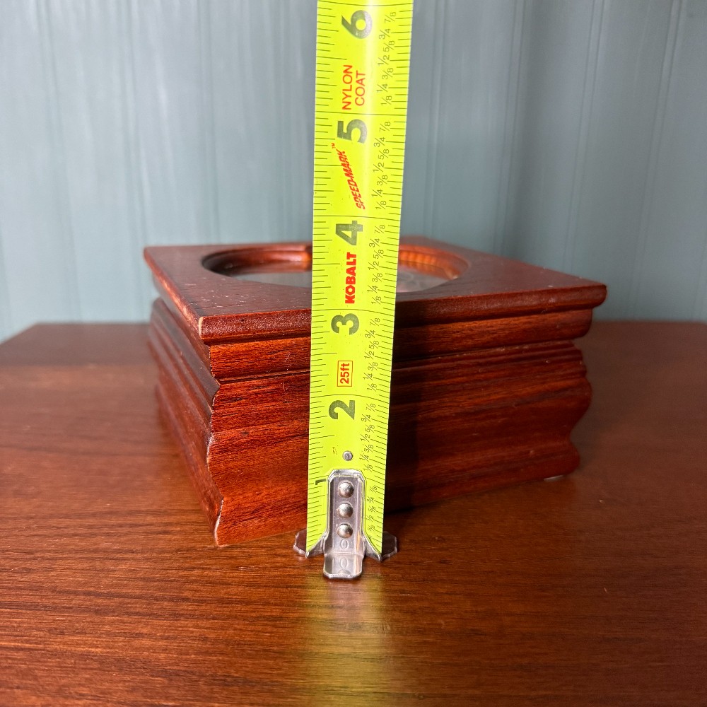 Wood Jewelry Box, Etched Heart Glass Lid