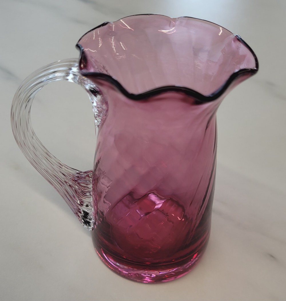 VTG Pilgrim Glass Optic Swirl Ruffle-Rim Pitcher
