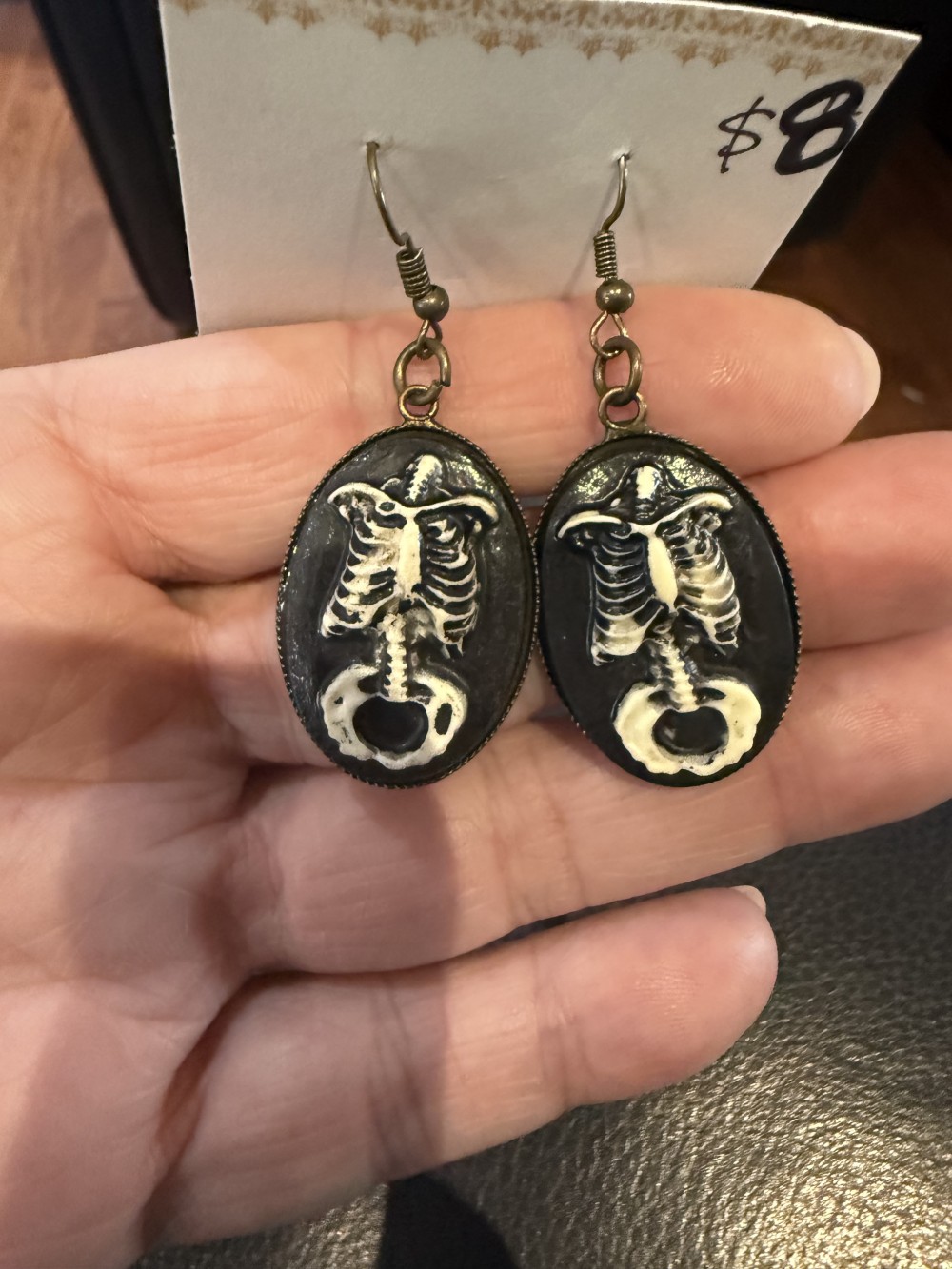 Earrings - Torso Skeleton Cameo