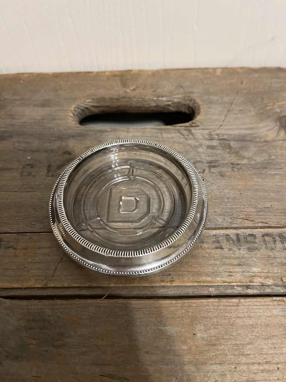 Vtg Fisher Sterling Silver rimmed dish