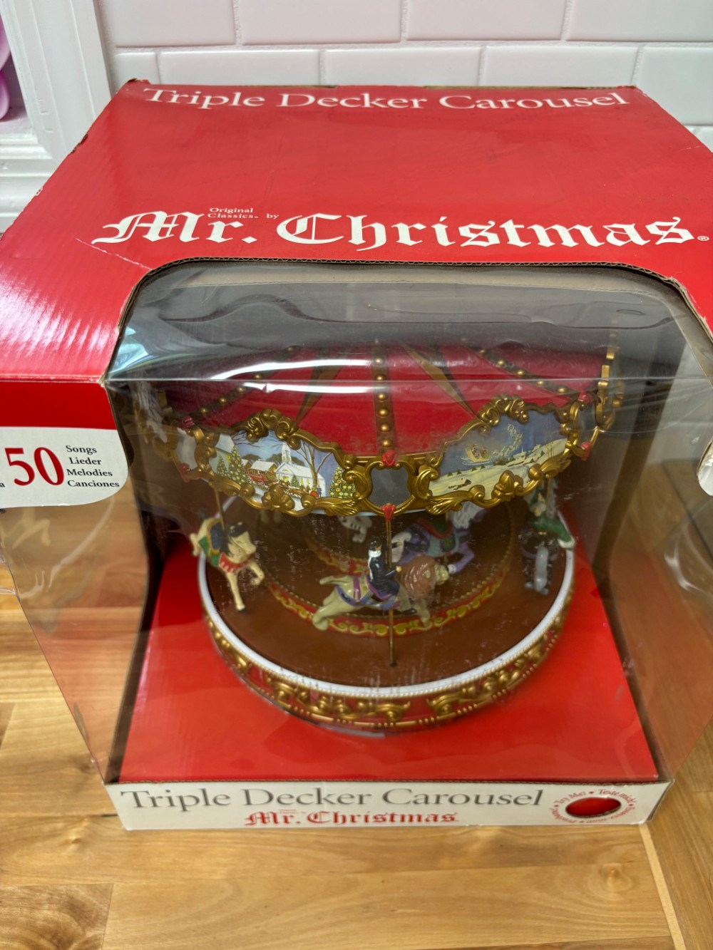 Triple Decker Carousel Mr Christmas Animated Musical Lighted 50 Songs 2009