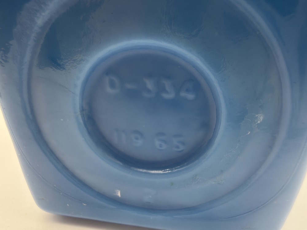 Vtg 1965 Jim Beam Blue Milk Glass Decanter