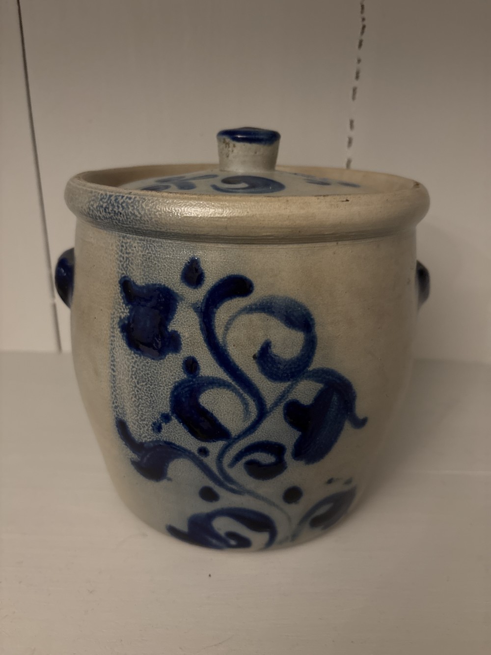 Vintage Salt Glaze Lidded Crock