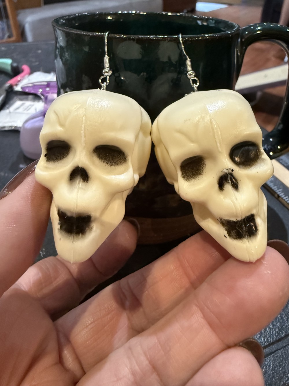Earrings - Large Skulls 3D Plastic