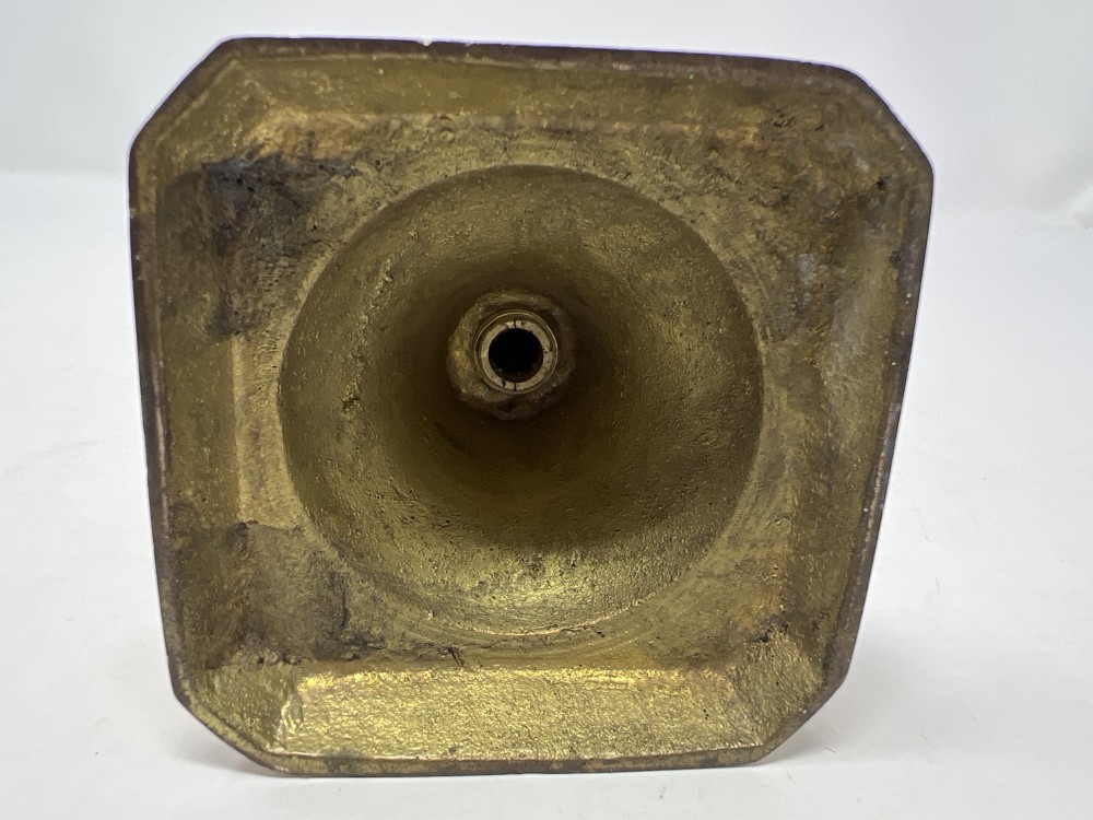 Heavy Brass Candle Stick w/Green Candle