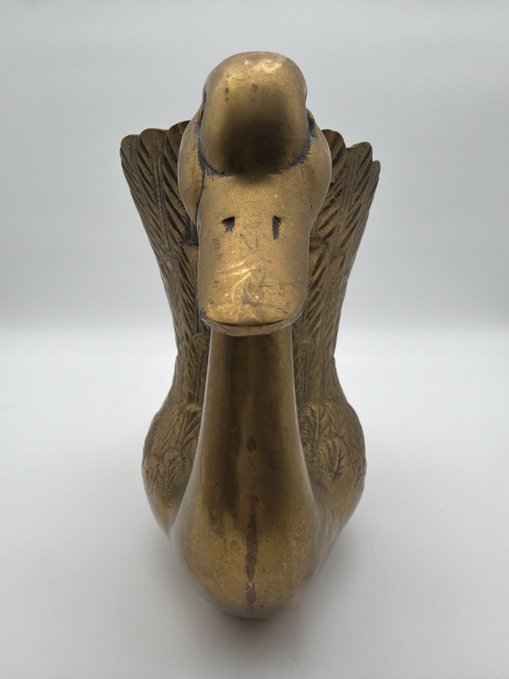 Heavy Vintage Brass Swan Planter