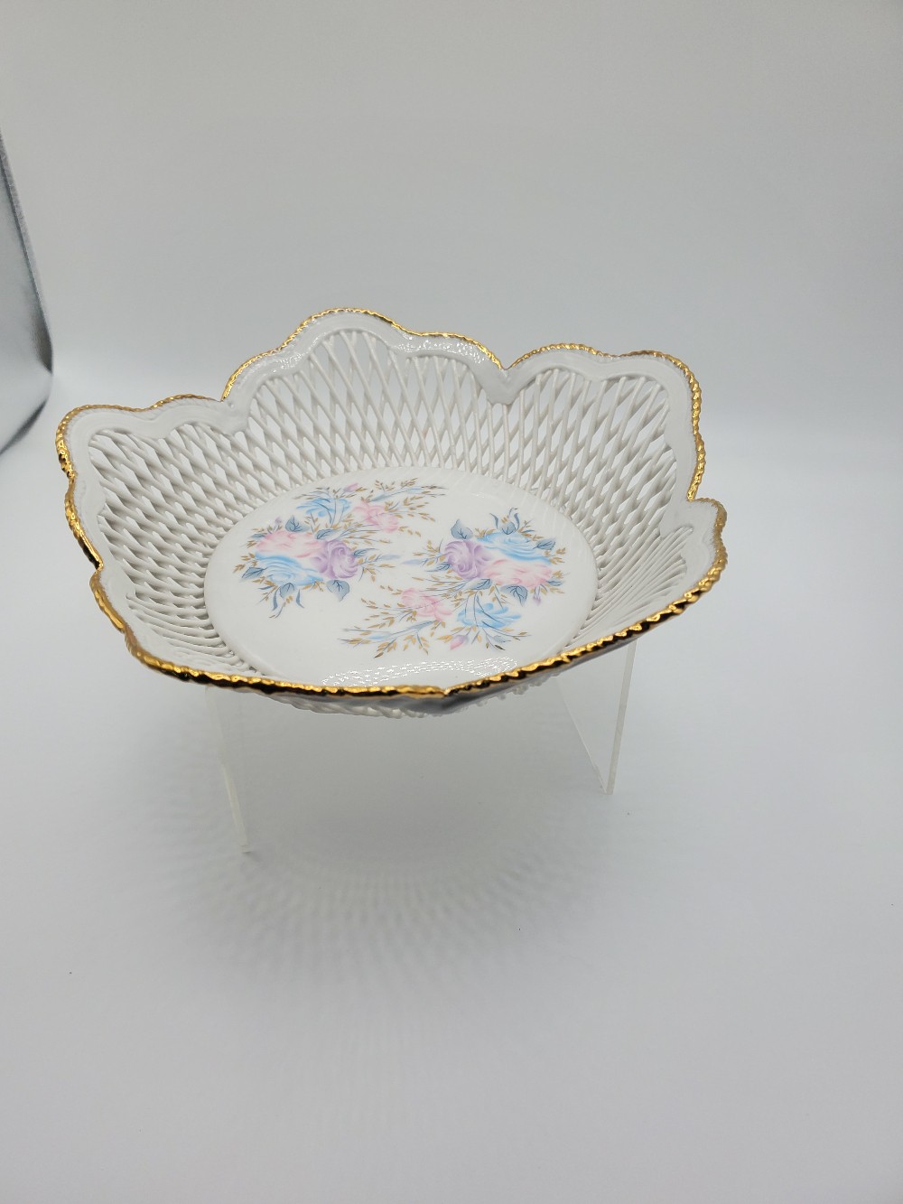 Fine Porcelain Hand Painted Romanian Basket