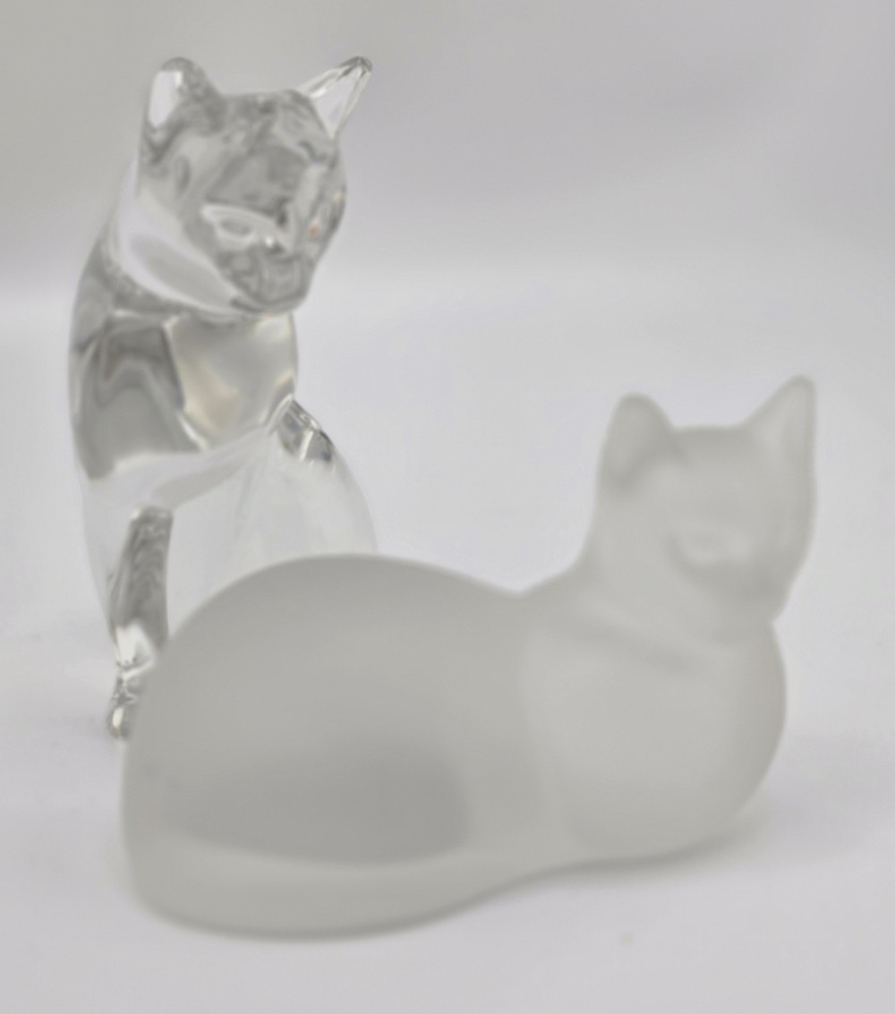 VTG 1993 Lenox Crystal Cat Frosted and Clear Set