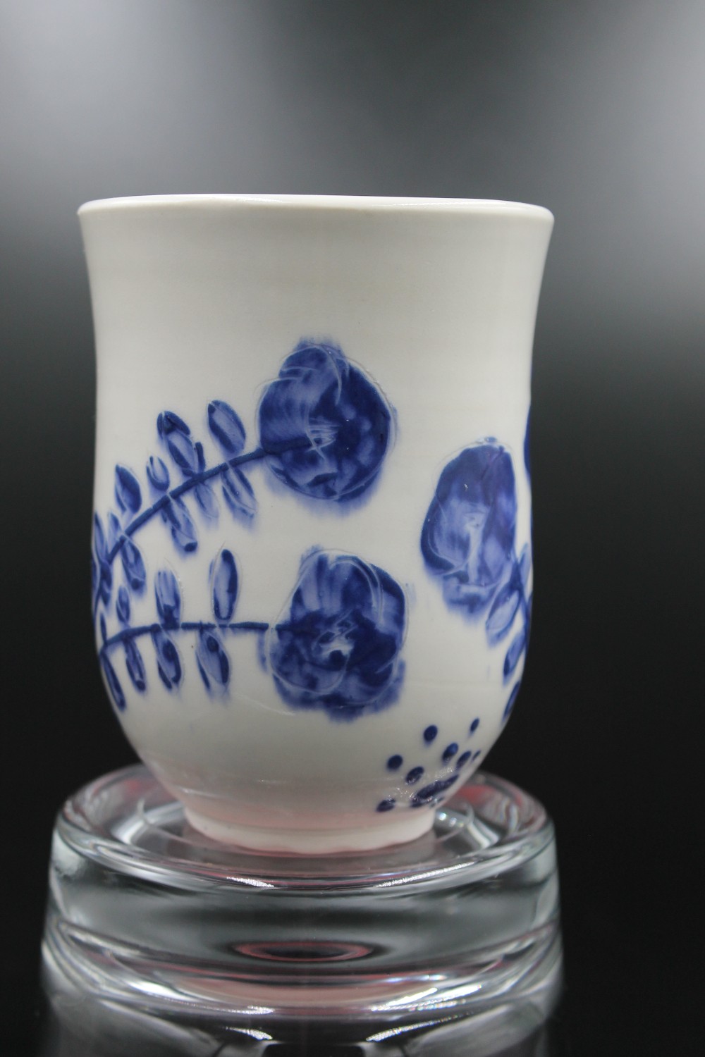 Handmade studio pottery mug blue/white