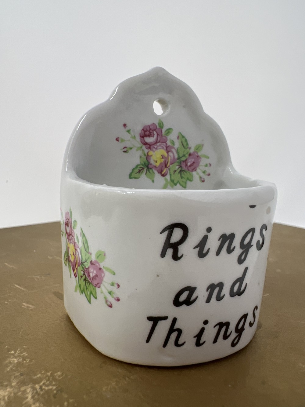 Vtg “Rings and Things” Wall Pocket