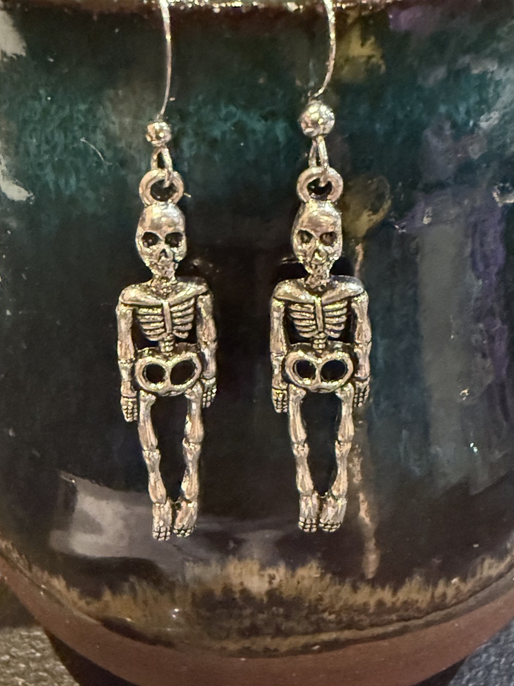 Earrings - Silver Skeleton