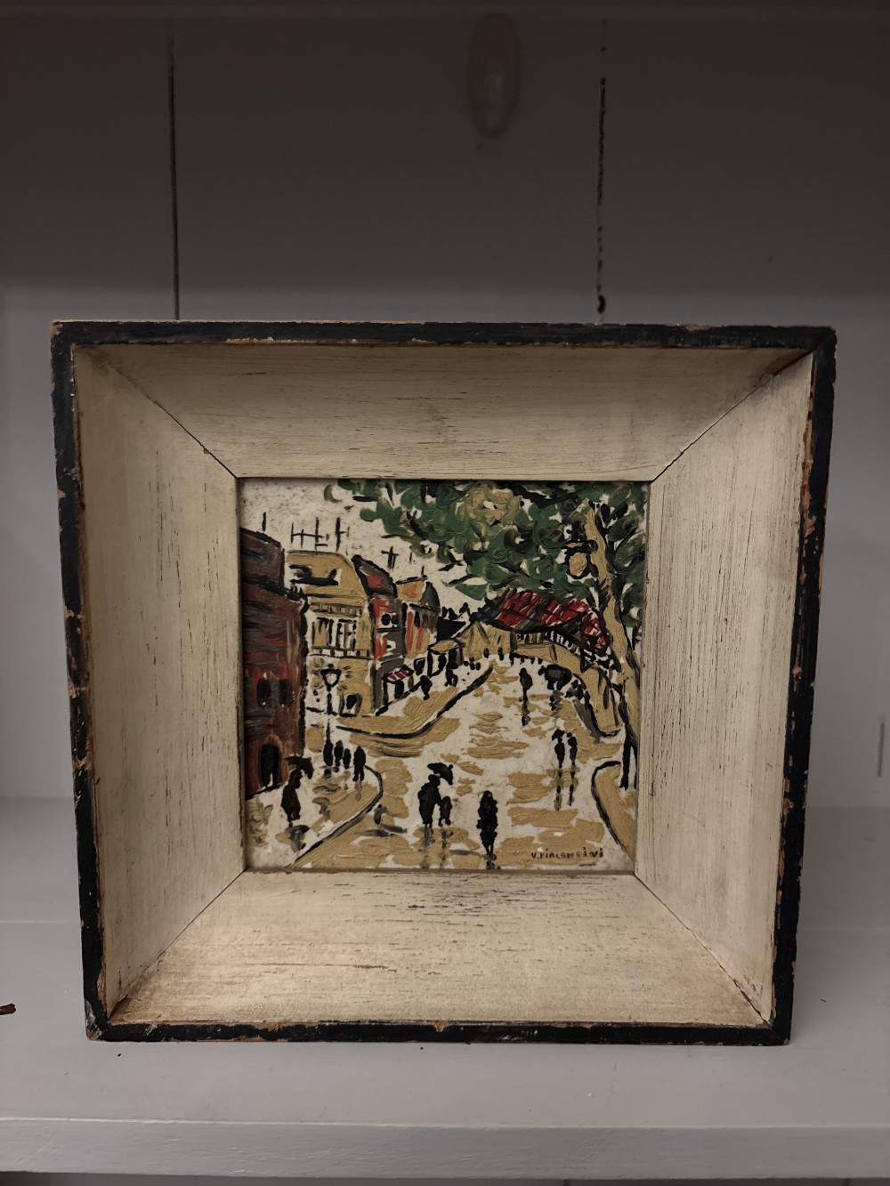 Mid 20th Century original Italian Tile Painting Signed Piacentini