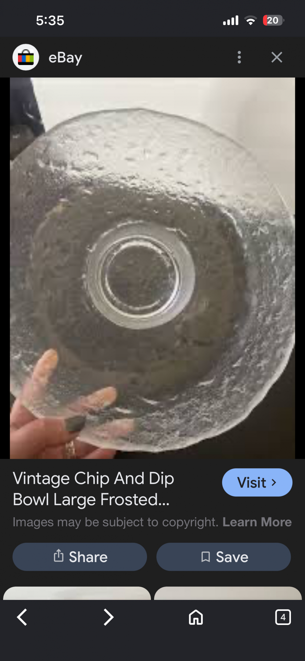 Crate & Barrel Orion Textured Glass chip and dip Serving Dish