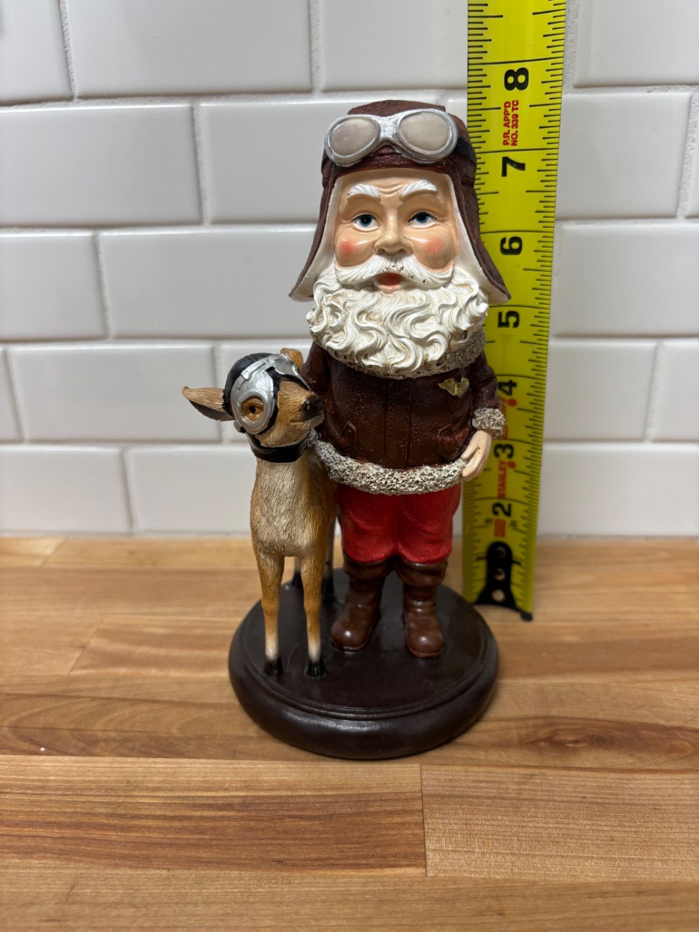 Air Force Santa & Reindeer Aviator Bobblehead Resin Christmas Figurine