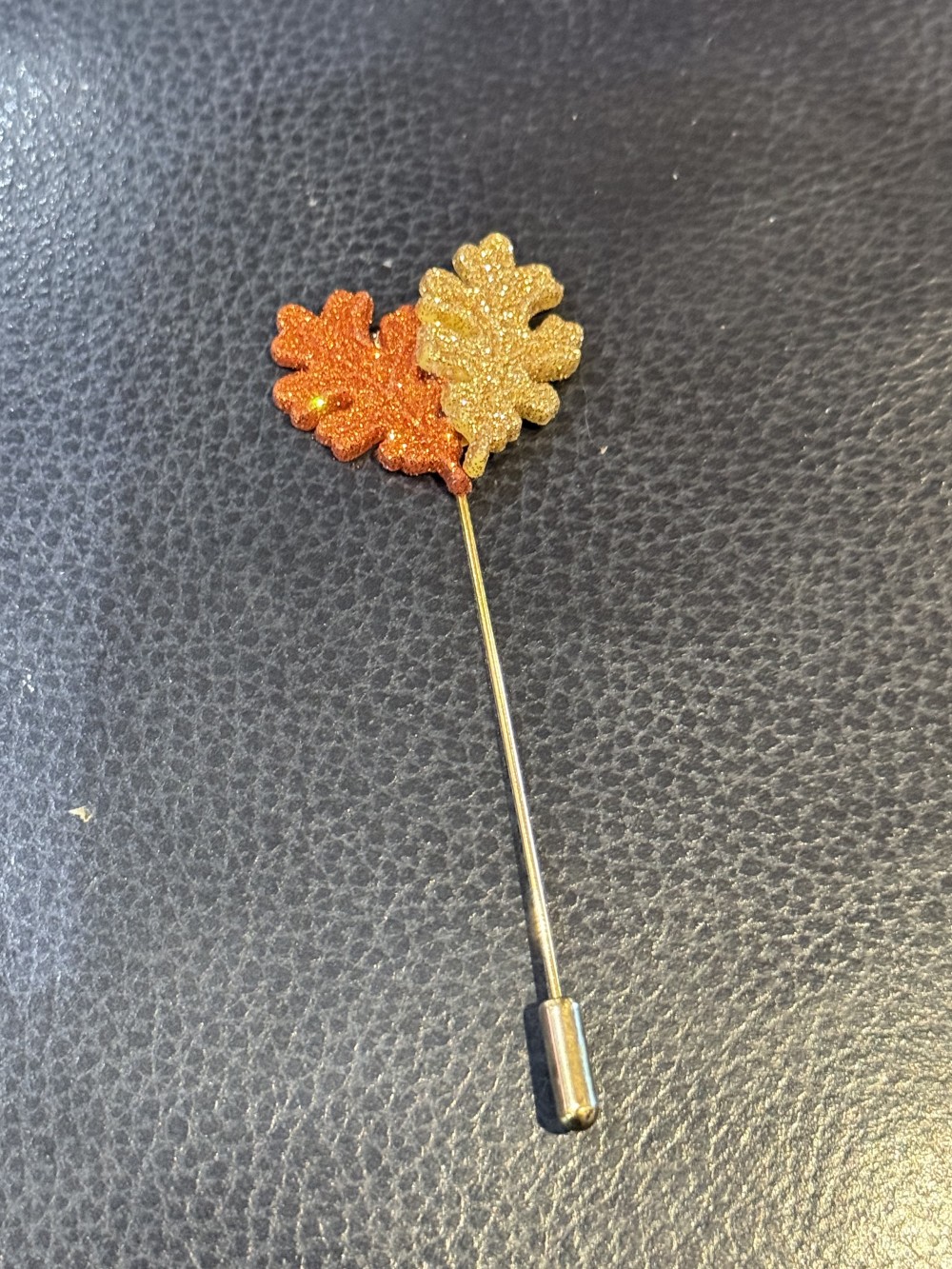 Hat Pin, Scarf Pin - Fall Leaves in Glitter,  Lapel Pin, Autumn, Fall, Thanksgiving