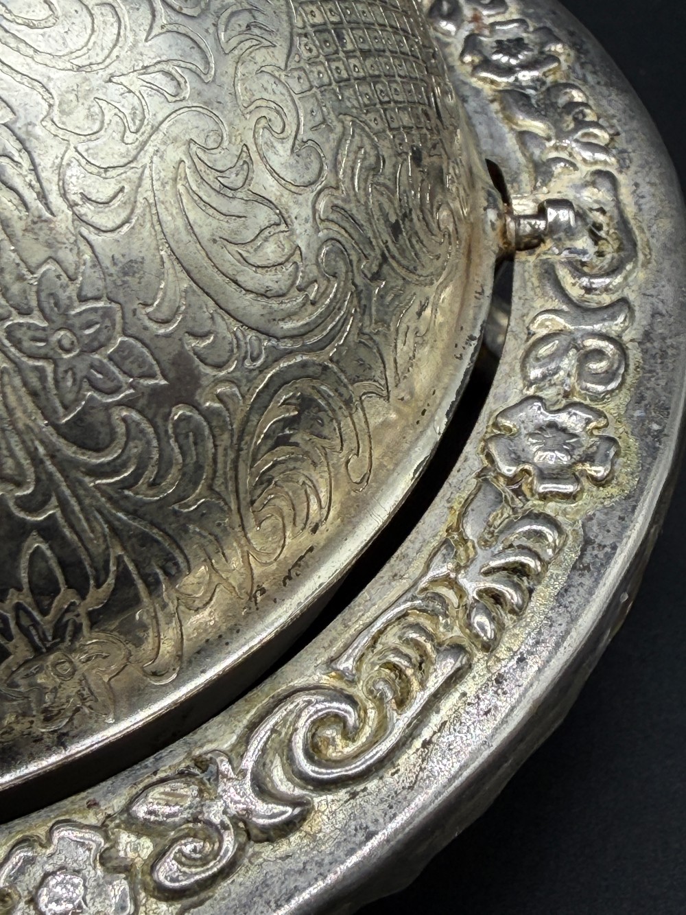 Vintage English Silver-Plated Roll-Top Trinket Dish - Ornate Footed Vanity Catchall