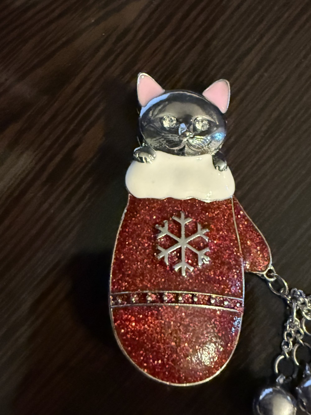 Brooch Pin Cat Winter Mitten Set