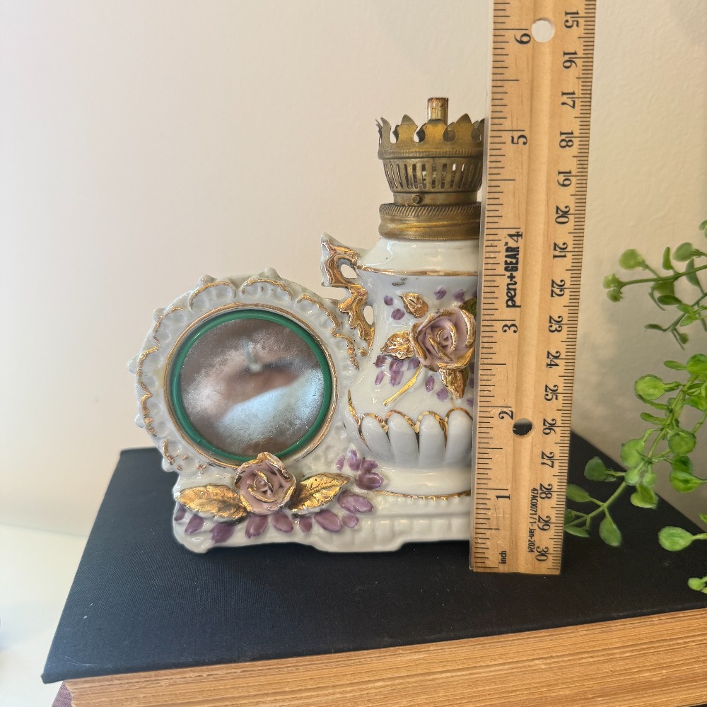 Vintage Porcelain Mini Oil Lamp & Photo Frame, Japan