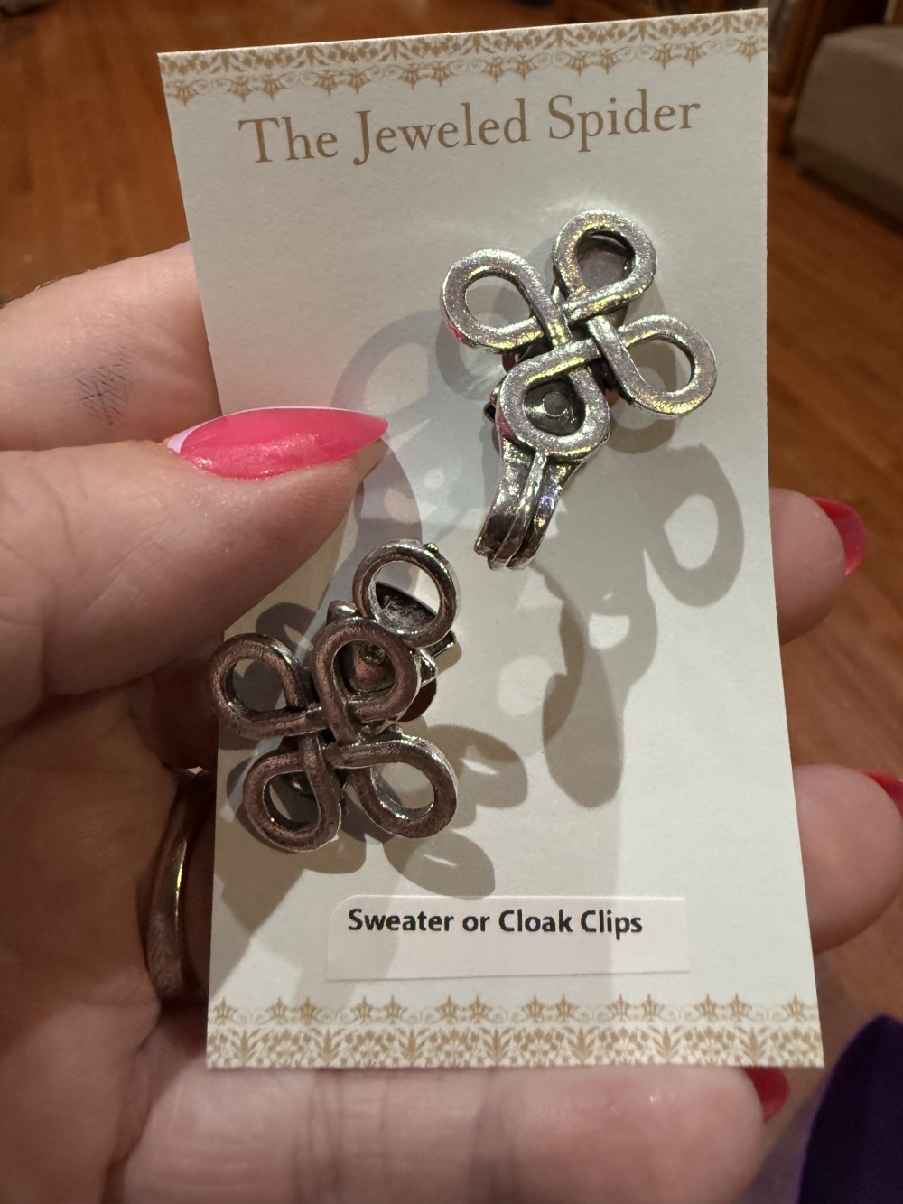 Sweater Clips - Double Loops in silver