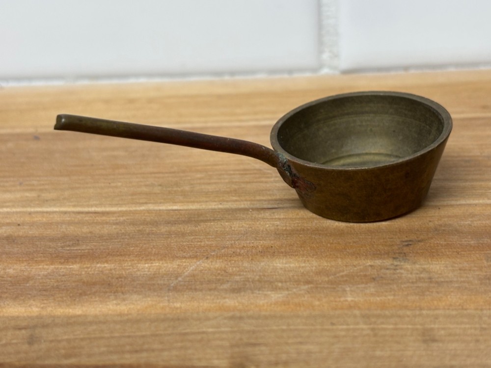 Miniature Vintage Brass Saucepan Skillet Made in India Dollhouse Kitchen Decor