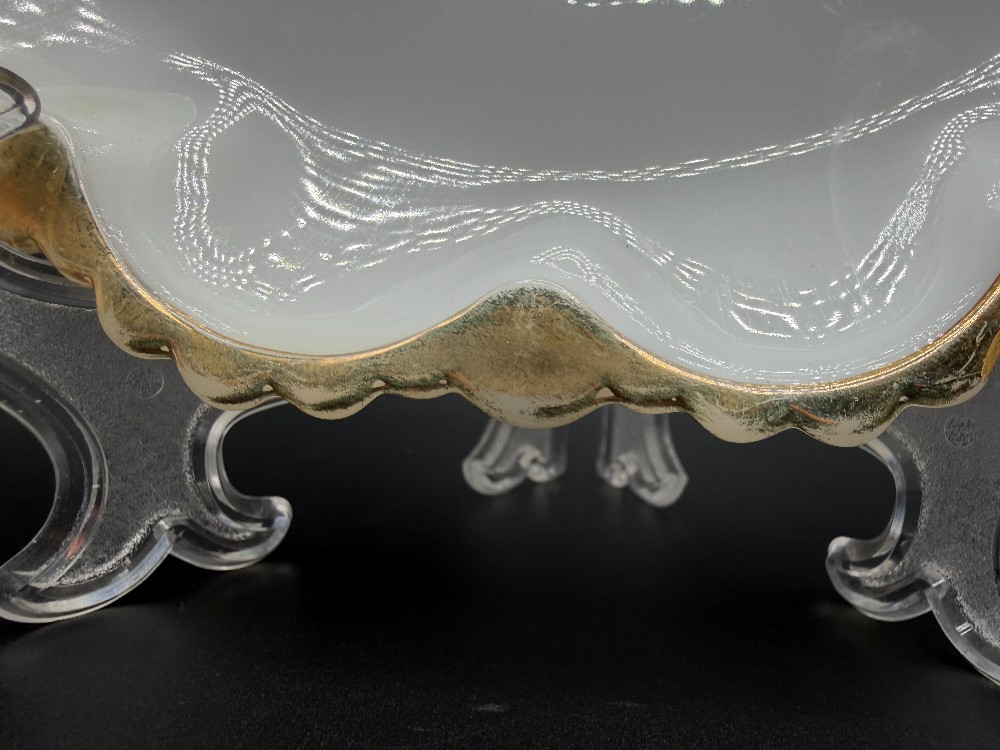 Vintage Anchor Hocking Fire-King Golden Shell Milk Glass 3-Part Divided Relish Tray