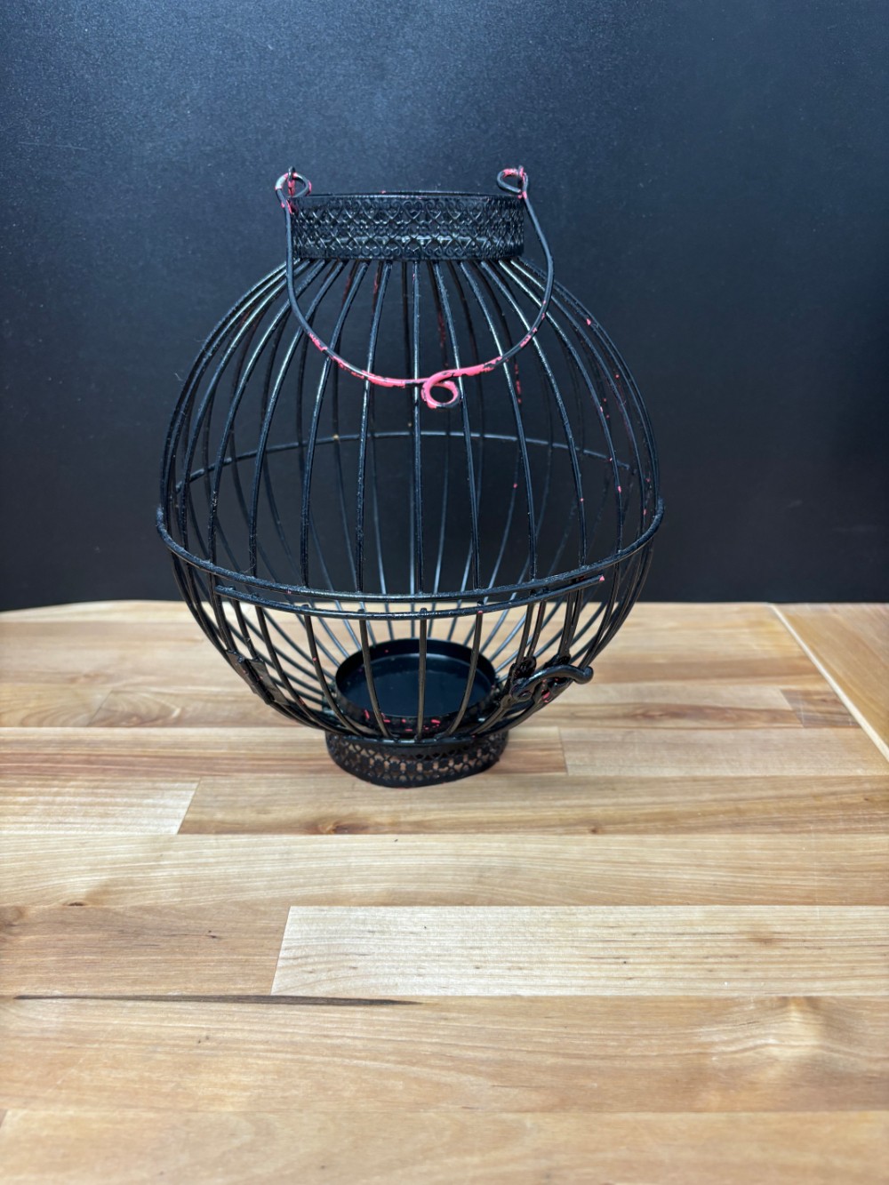Black Metal Birdcage Candle Lantern Votive Holder Hanging Tabletop Decor