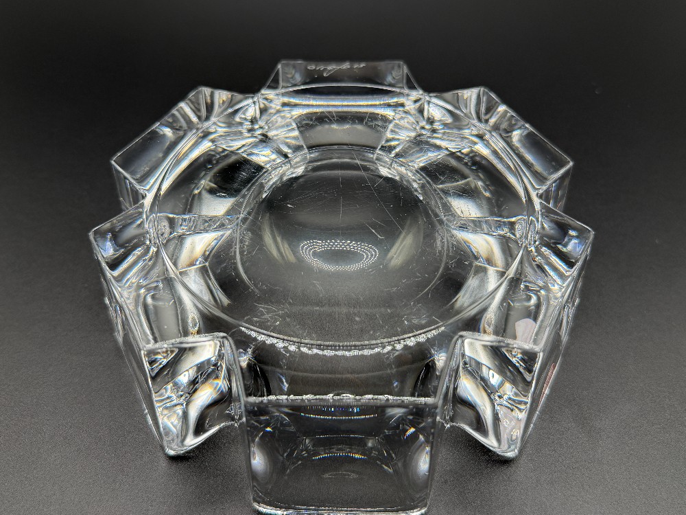 Vintage Orrefors Sweden Crystal Corona Bowl by Lars Hellsten