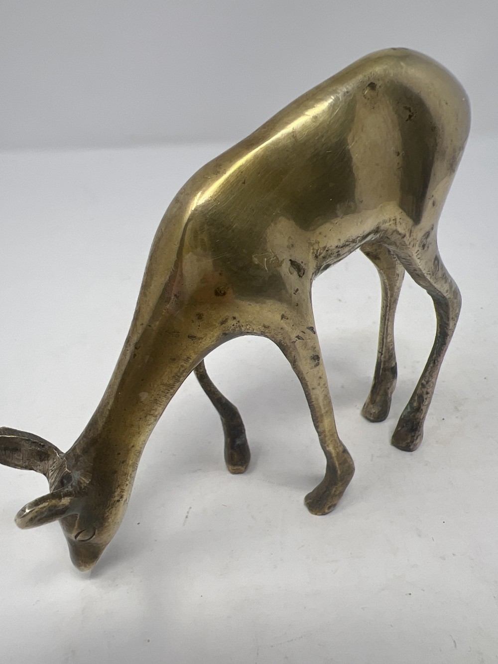 Brass Grazing Doe; Patina
