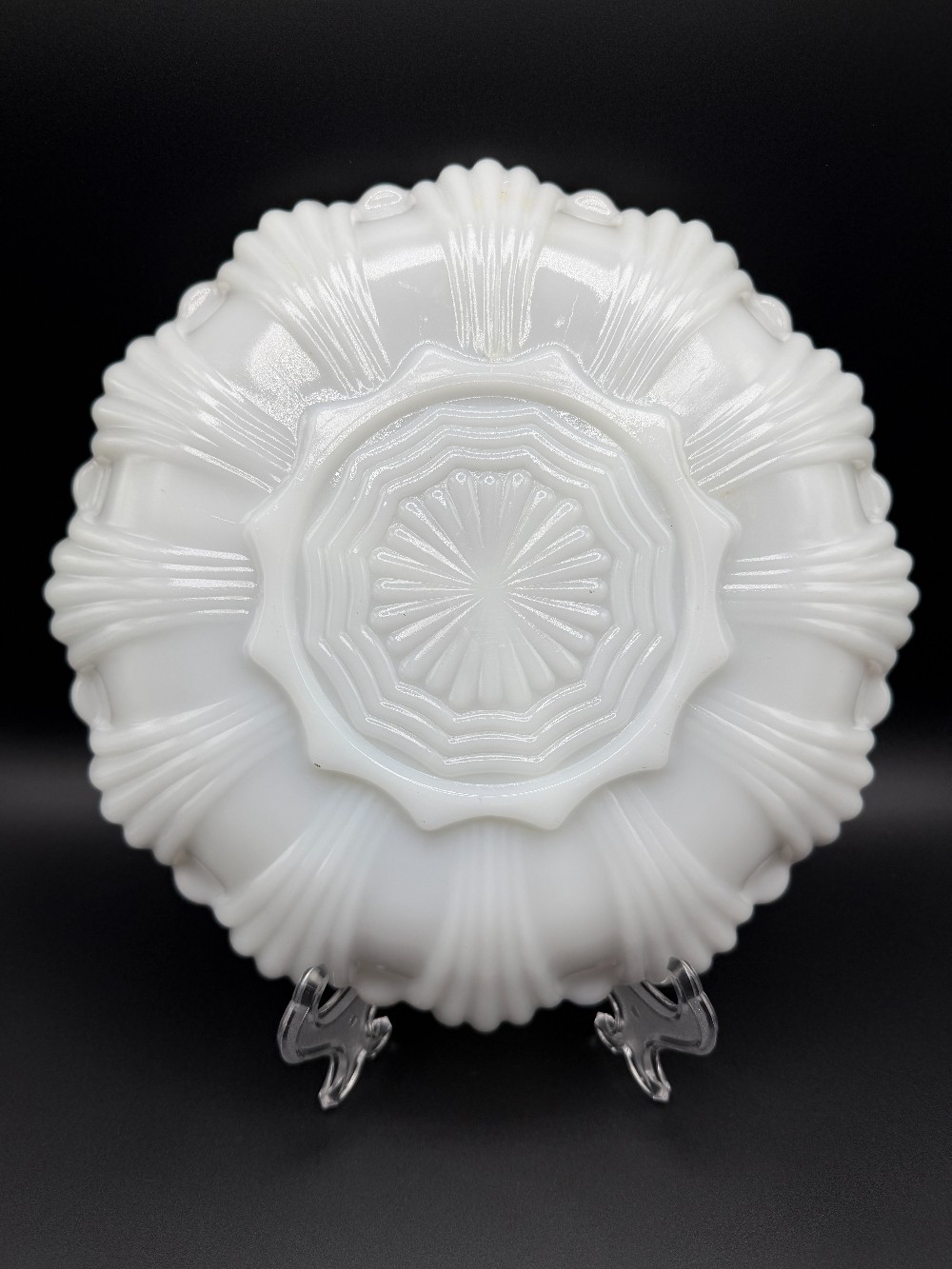 Vintage Anchor Hocking Fire-King Golden Shell Milk Glass 3-Part Divided Relish Tray