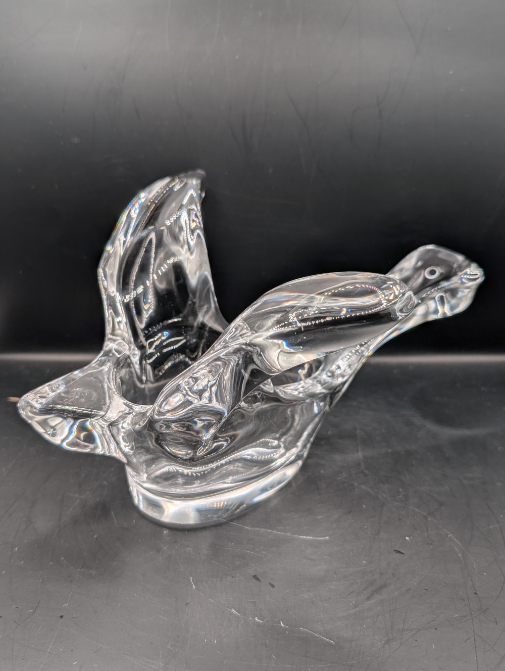 Vtg Princess House lead crystal Bird in Flight as is dove dish