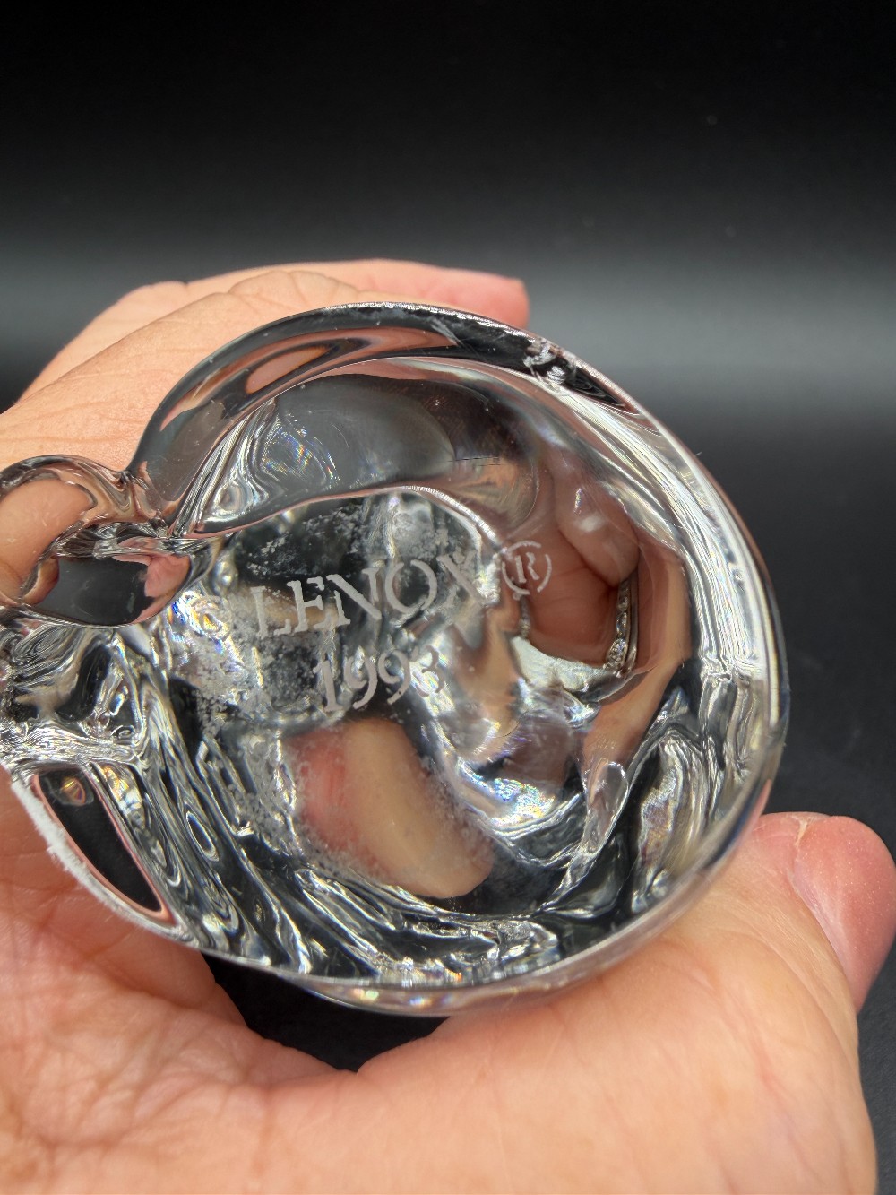 Lenox Clear Crystal Sitting Cat Figurine Vintage Full Lead Crystal European Art Glass Paperweight