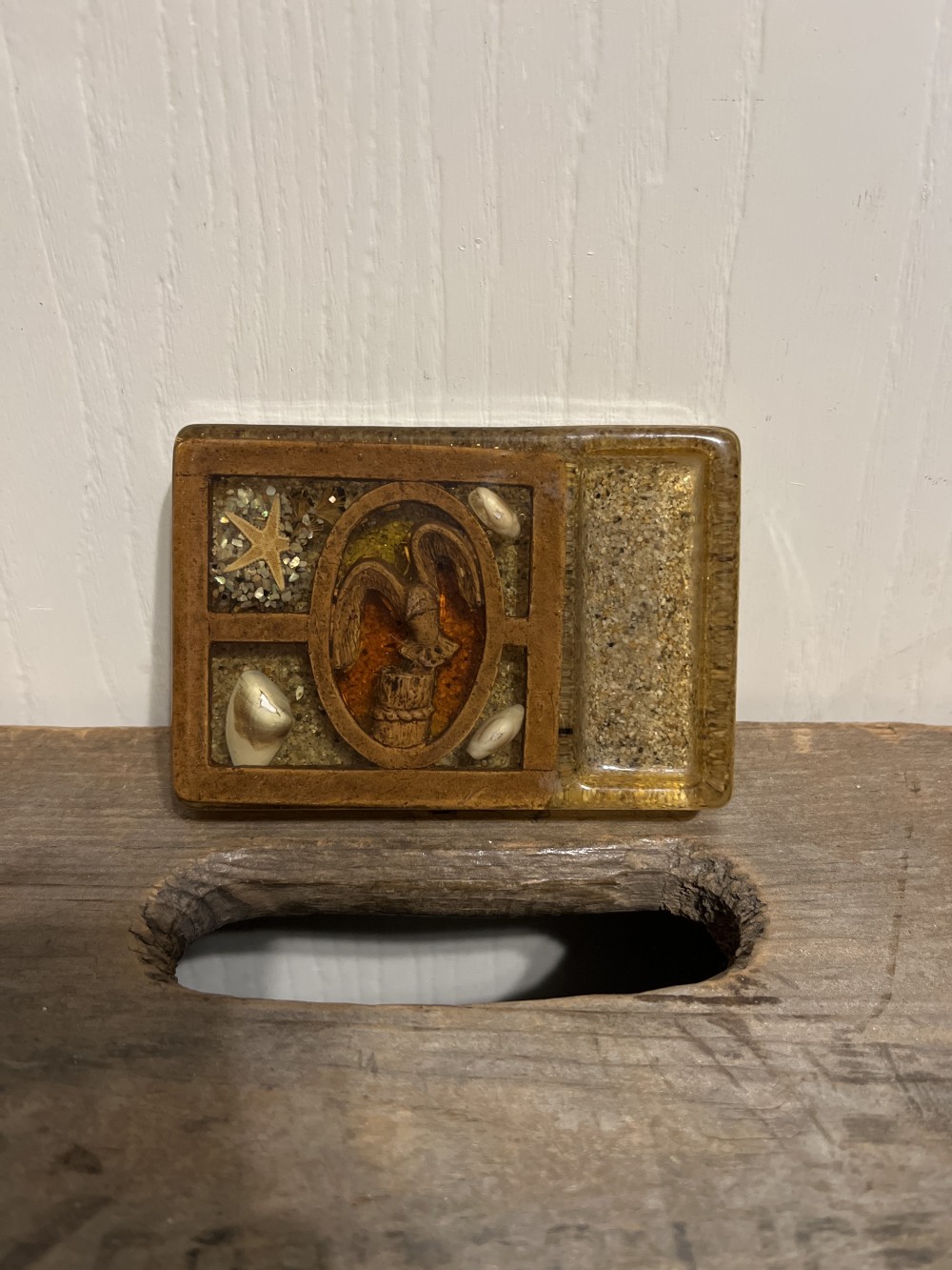1970s Lucite Coastal paper weight