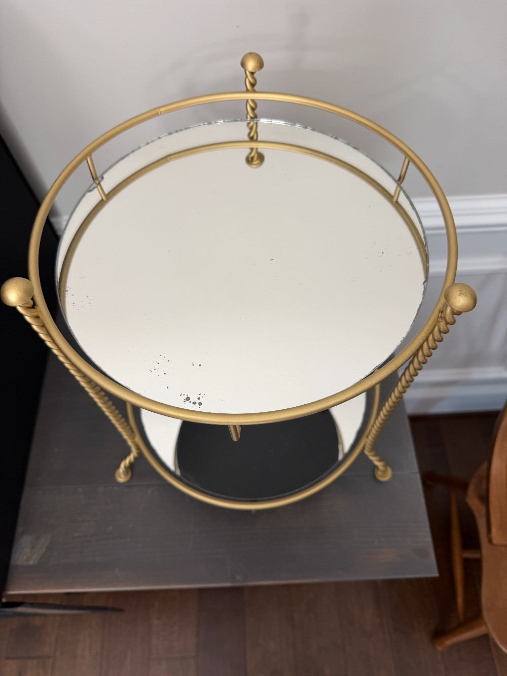 Vintage Hollywood Regency Gold Twisted Rope Accent Stand Vanity