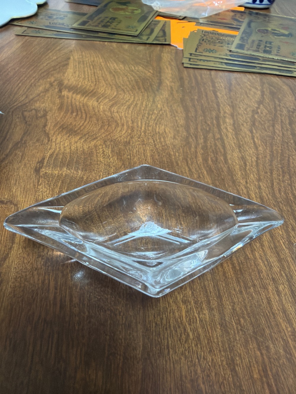 MCM Diamond Shaped Clear Ashtray