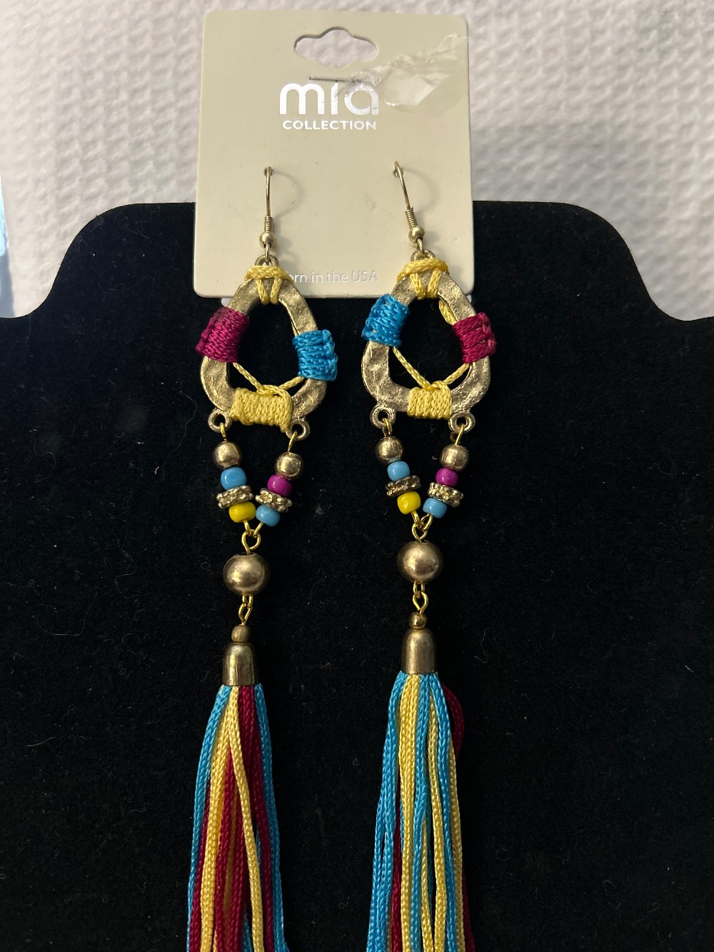 Multicolor Beaded Tassel Dangle Earrings NWT