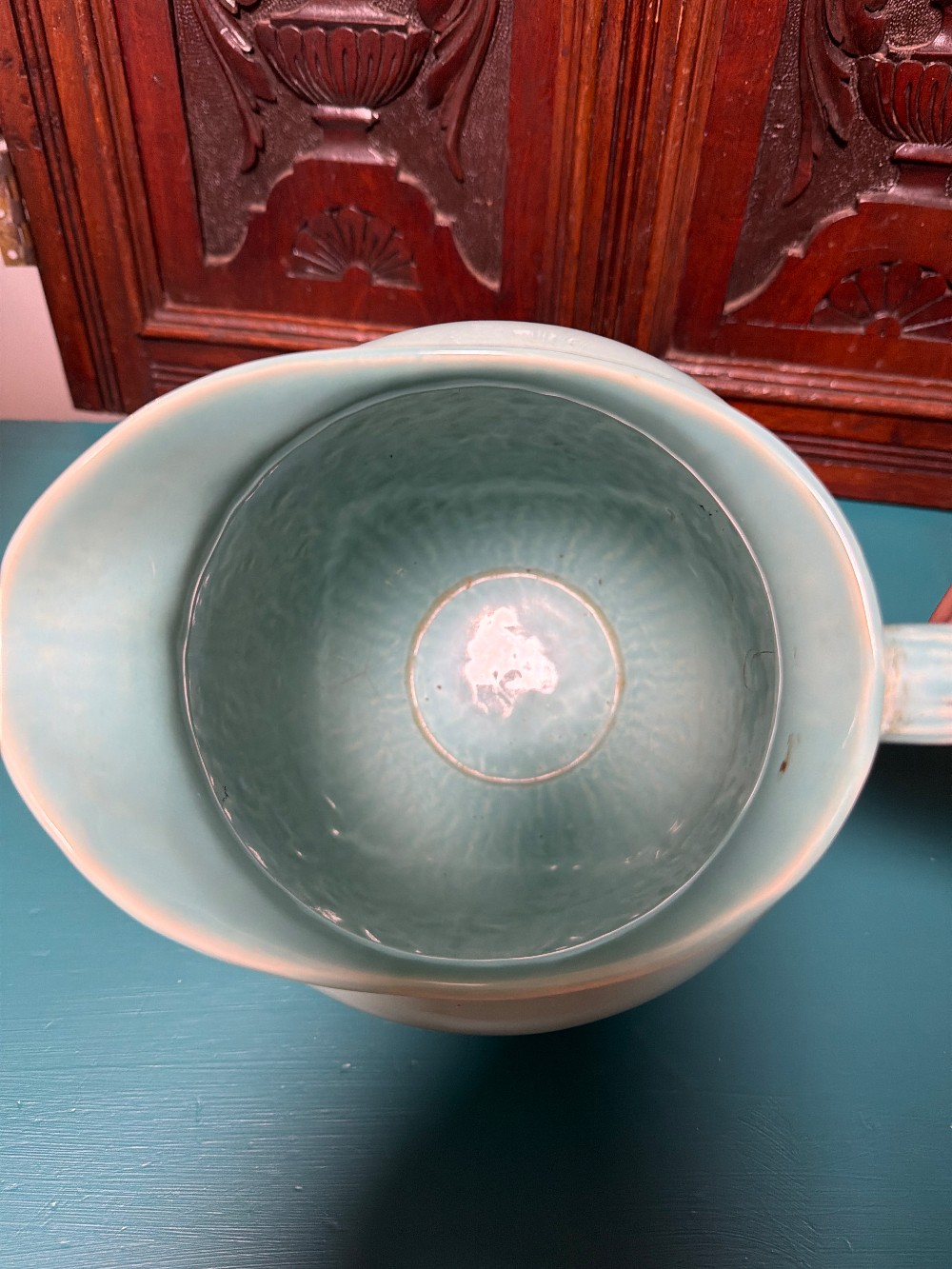 Vintage Tepeco Ceramic Teal Pitcher