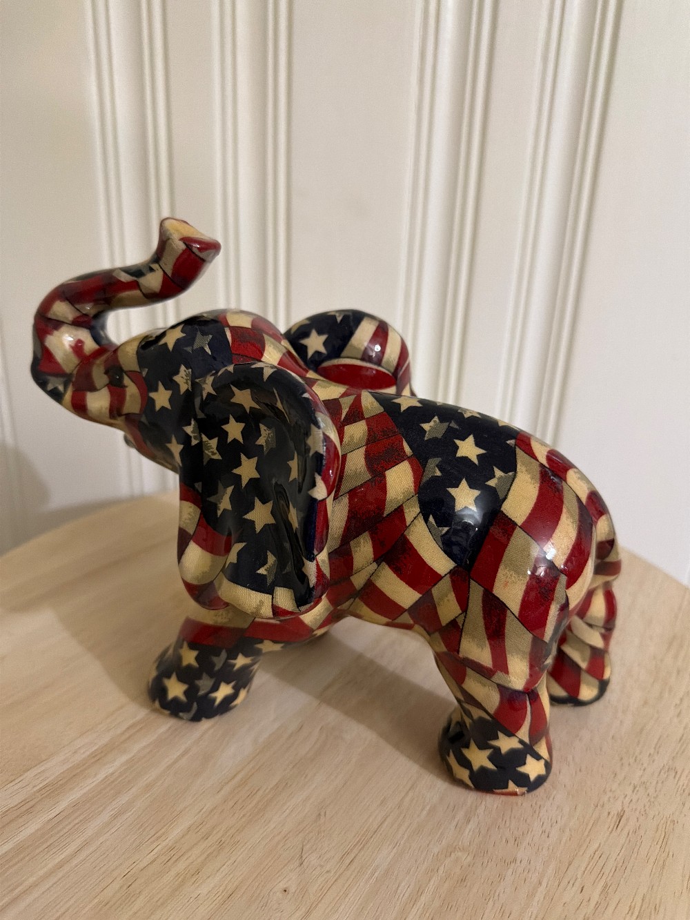 Porcelain Patriotic American Flag Elephant