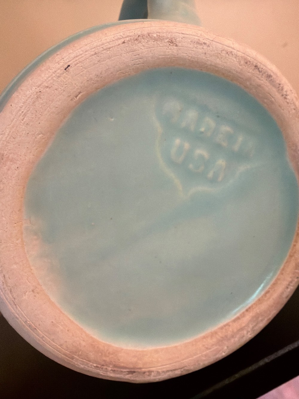 Rare Aqua Mint Green Pitcher USA
