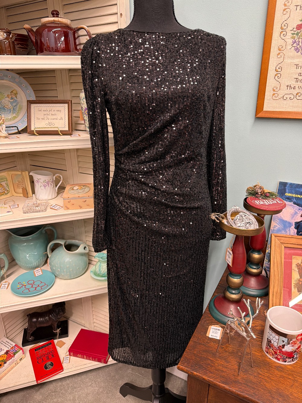 Black Sequin Cocktail Dress