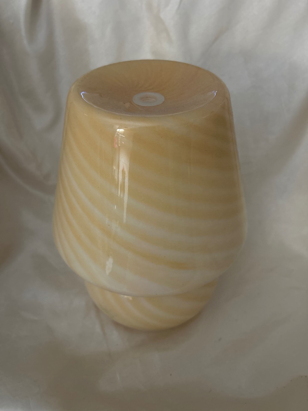 Murano Style Swirl Glass Mushroom Lamp | Mid-Century Modern Cream Table Light |  #MushroomLamp #MidCenturyModern