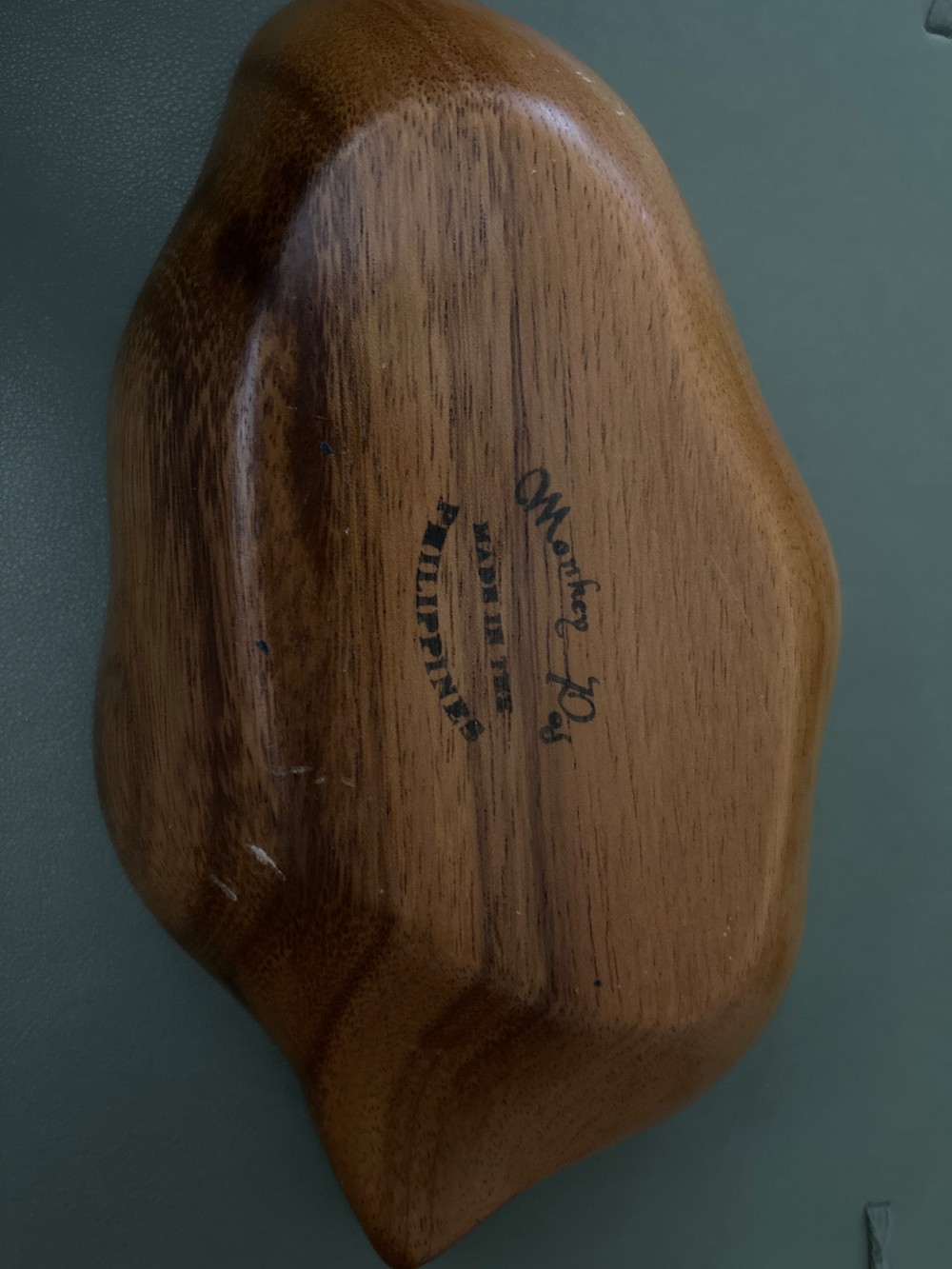 Vintage Hand-Carved Monkey Pod Wood Leaf Bowl | Mid-Century Modern Tropical Serving or Trinket Dish | Philippines Tiki Decor 1960s