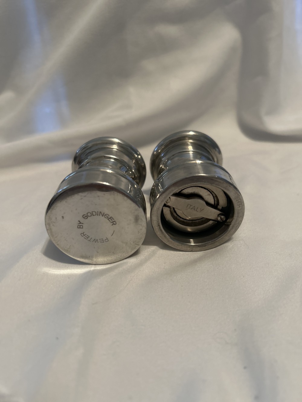 VTG Pewter S/P Set - Godinger Pewter Salt Shaker and Pepper Grinder Set - Italy - see pics