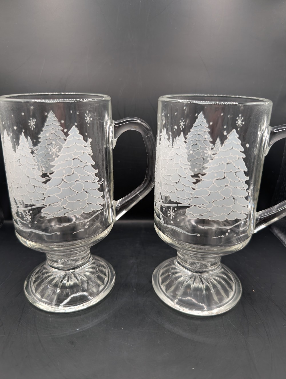 Vintage s/2 Avon Victorian Sleigh Ride pedestal mugs