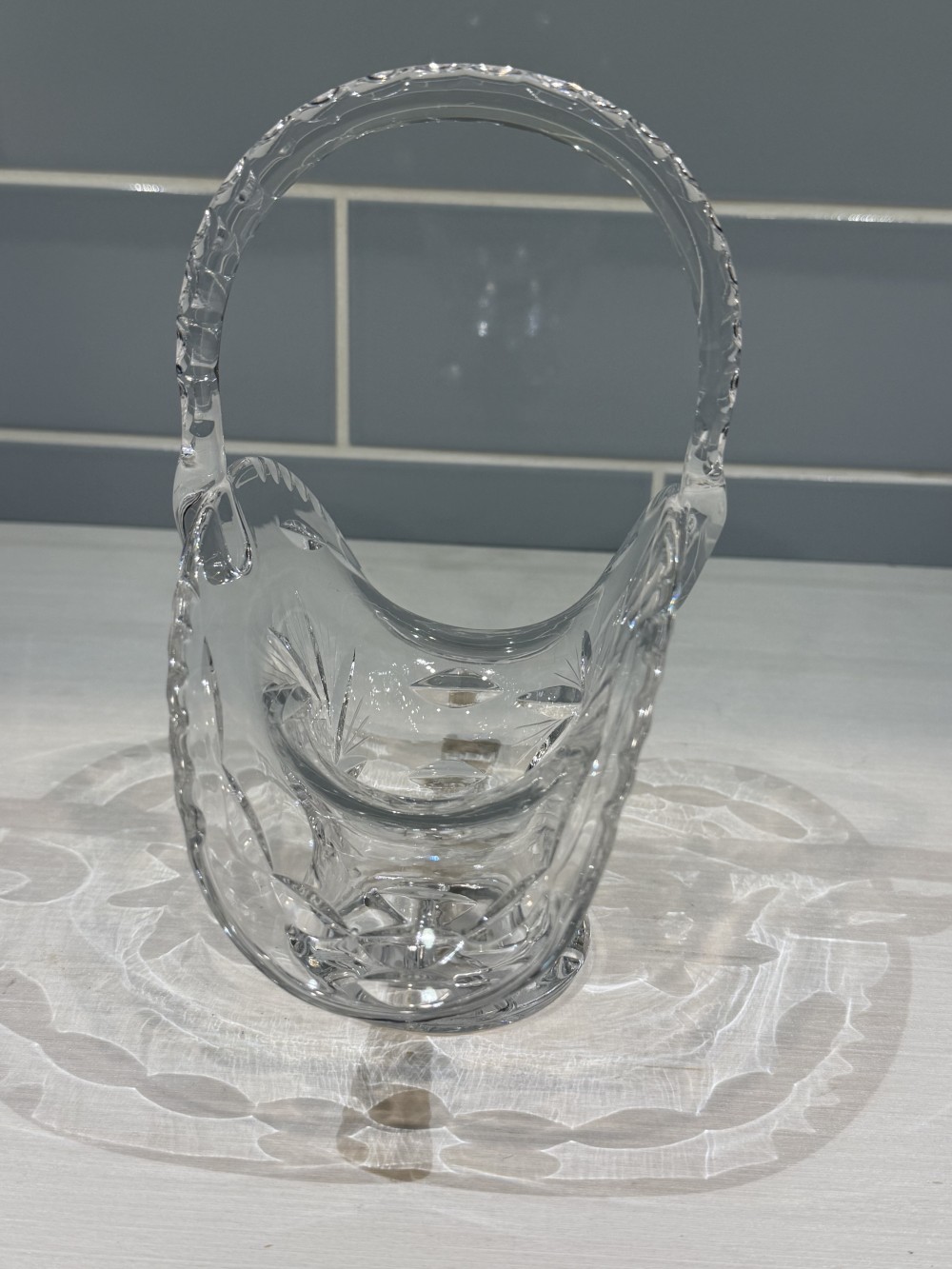Vintage Heavy Cut-Crystal Basket