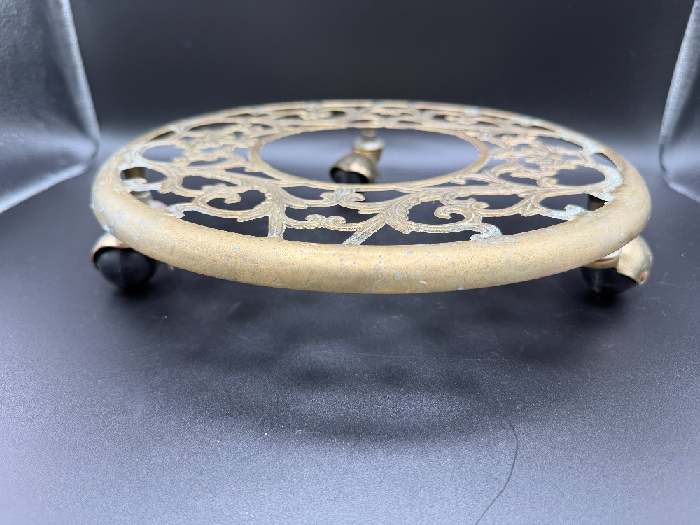 Brass Rolling Plant Holder Vintage