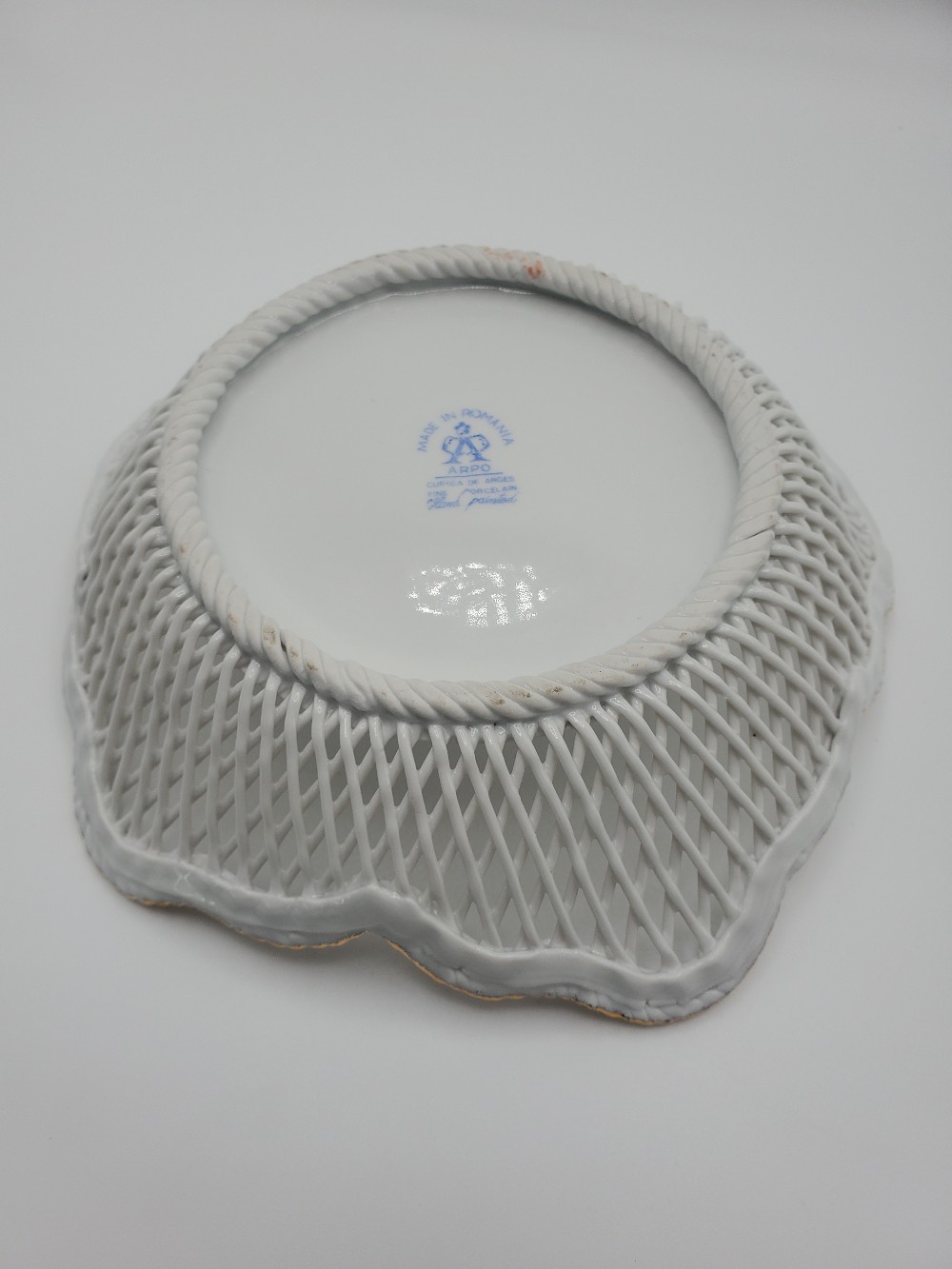 Fine Porcelain Hand Painted Romanian Basket