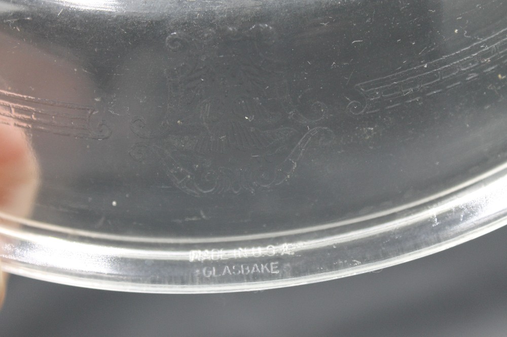 Vtg Glasbake depression glass lid/baking dish