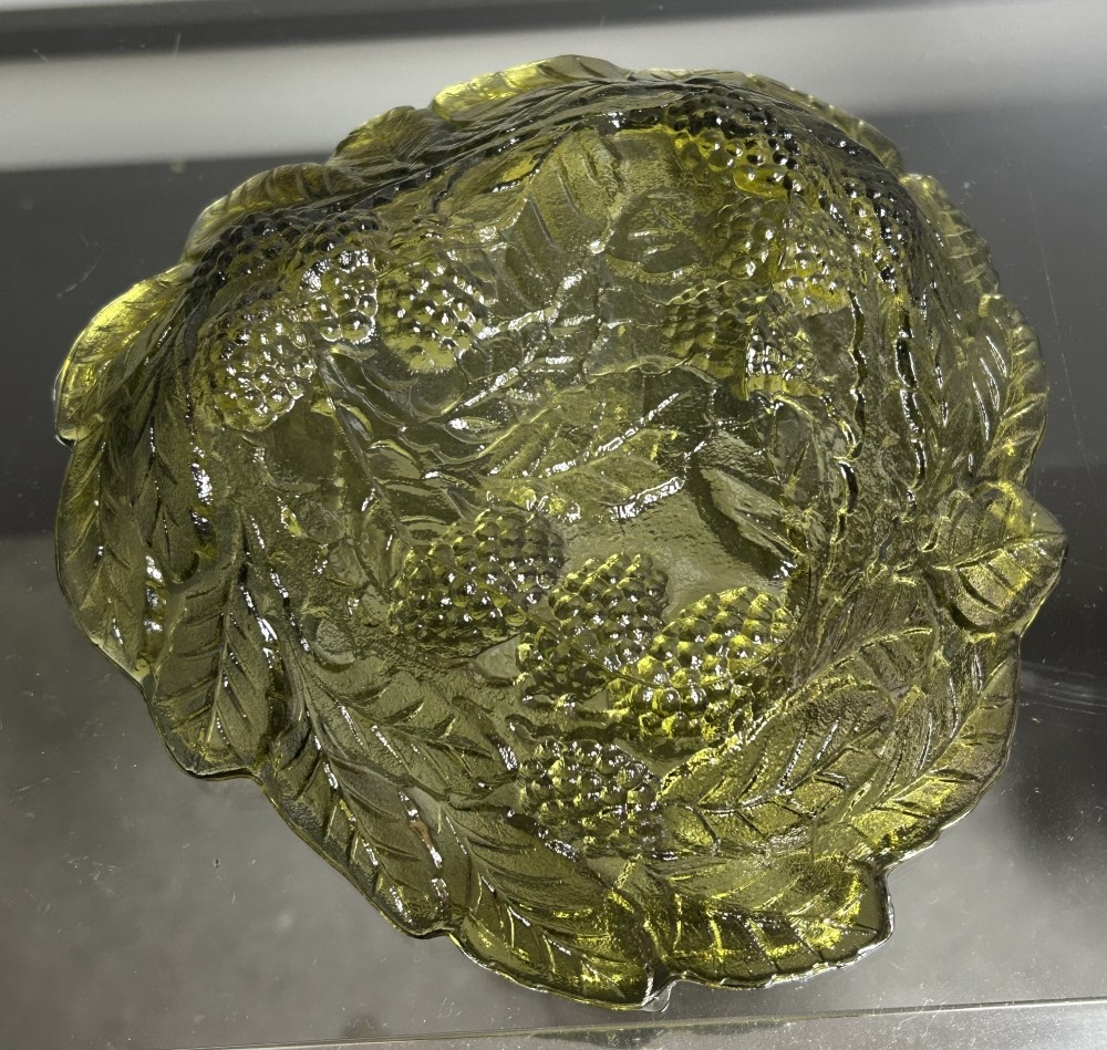 Vintage 1960's Indiana Glass Dish Loganberry Green (Rare Find)
