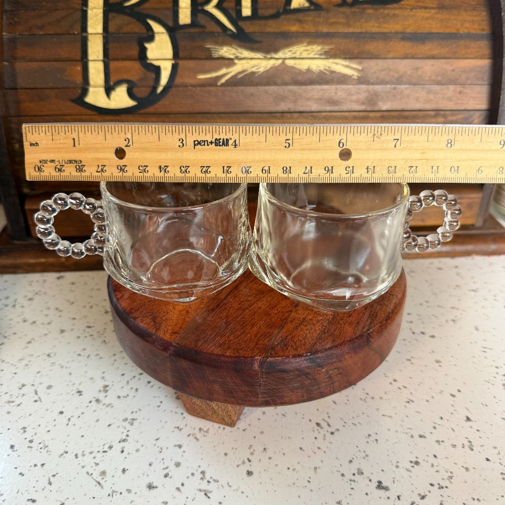 Vintage Candlewick Style Beaded Handle Punch Cups Set of 2 - DANA