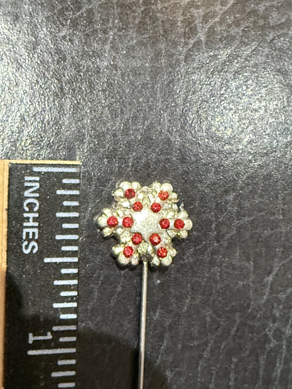 Hat Pin / Scarf Pin - Silver with Red Rhinestones, Lapel Pin